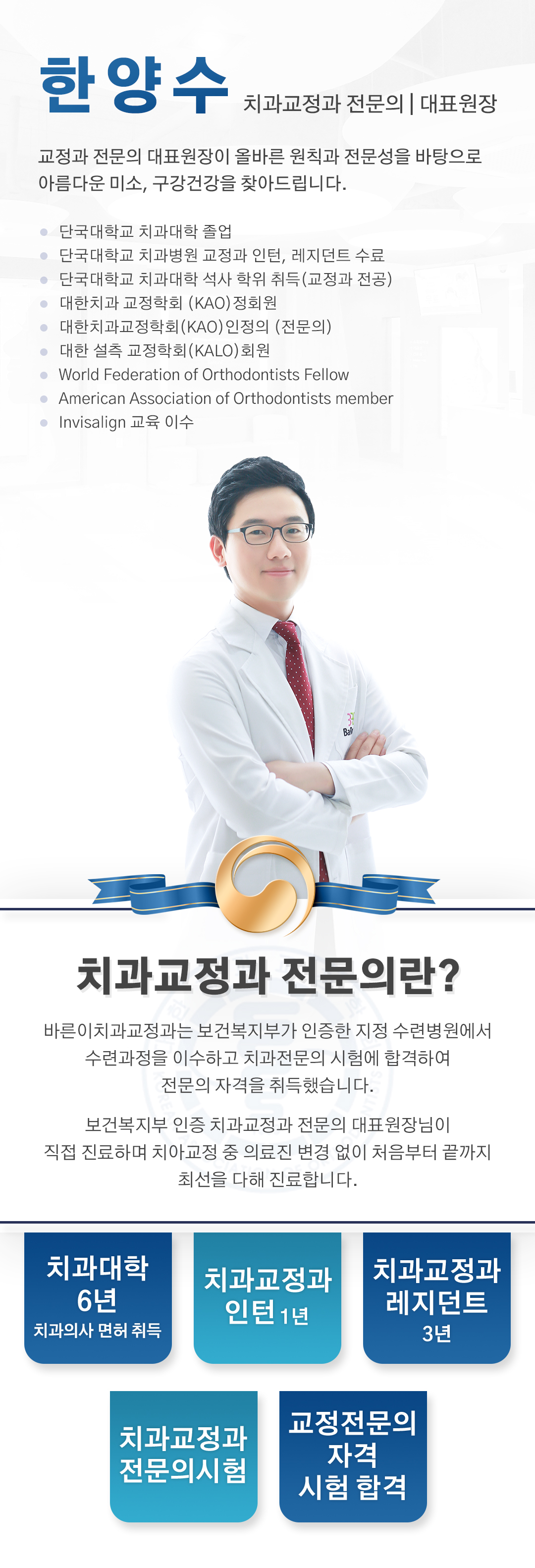 치과교정과 전문의 한양수 대표원장